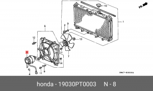 Вентилятор, охлаждение двигателя 19030PT0003 HONDA