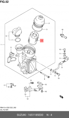 Масляный фильтр 16511-85E00 SUZUKI