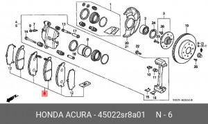 Комплект тормозных колодок, диско 45022SR8A01 HONDA