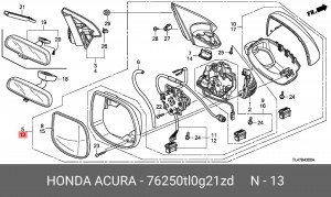 Зеркало заднего вида 76250TL0G21ZD HONDA
