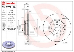 Тормозной диск 09.6752.10 BREMBO