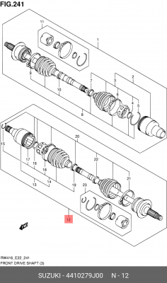 Приводной вал 44102-79J00 SUZUKI