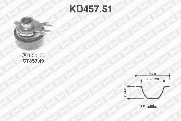 Комплект ремня ГРМ KD457.51 NTN SNR