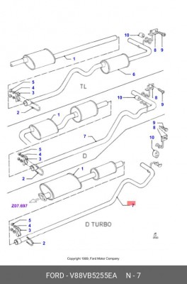 Труба системы выпуска ОГ V88VB-5255-EA FORD