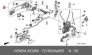 Ручка двери наружная 72180S9A003 HONDA