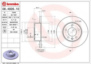 Тормозной диск 08.4926.10 BREMBO