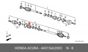 Комплект пылника, приводной вал 44315SB2003 HONDA