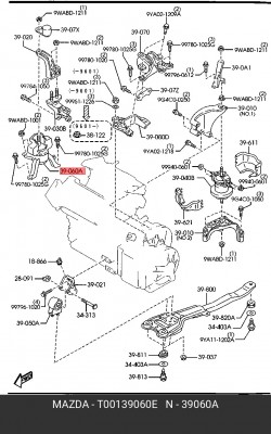 Подушка двигателя T001-39-060E MAZDA
