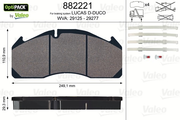 Колодки тормозные дисковые 882221 VALEO PHC