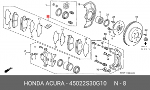 Комплект тормозных колодок, диско 45022-S30-G10 HONDA