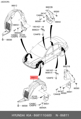 Подкрылок 868111G600 MOBIS