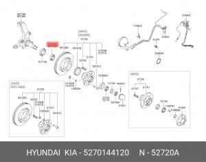 Комплект подшипника ступицы колеса 5270144120 HYUNDAI KIA