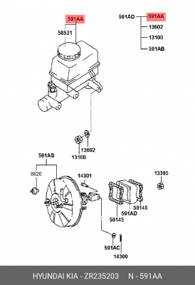 Главный тормозной цилиндр ZR235203 HYUNDAI KIA