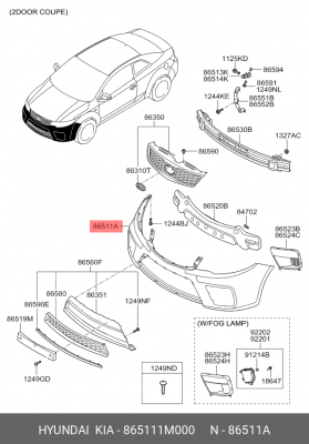 Бампер передний 865111M000 HYUNDAI KIA
