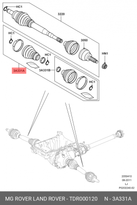 Комплект пылника, приводной вал TDR000120 LAND ROVER