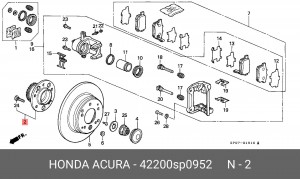 Комплект подшипника ступицы колеса 42200SP0952 HONDA