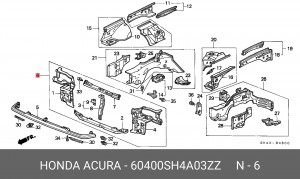 Облицовка передка 60400SH4A03ZZ HONDA