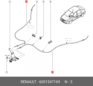 Трос, стояночная тормозная система 6001547169 RENAULT