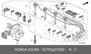 Ккомплект проводов зажигания 32702P07000 HONDA
