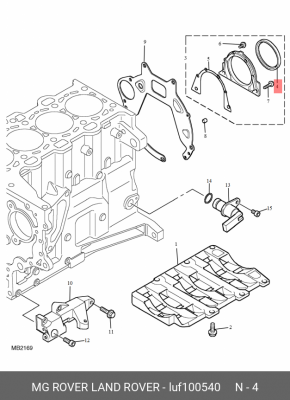 Уплотняющее кольцо, коленчатый вал LUF100540 MG ROVER LAND ROVER