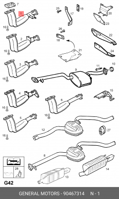 Выпускной трубопровод 90467314 GENERAL MOTORS