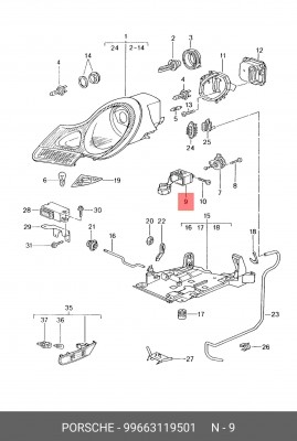 Устройство зажигания, газоразрядная лампа 99663119501 PORSCHE