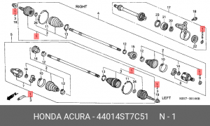 Шарнирный комплект, приводной вал 44014ST7C51 HONDA
