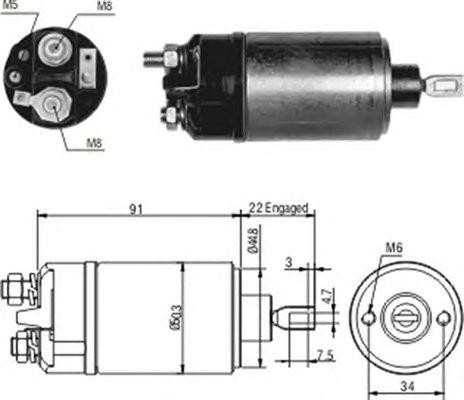Тяговое реле, стартер 940113050167 MAGNETI MARELLI