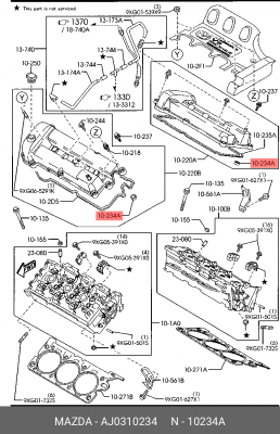 Прокладка свечного колодца AJ03-10-234 MAZDA