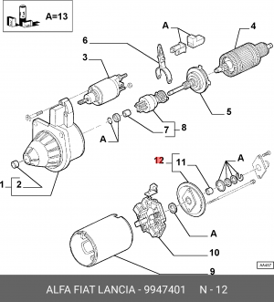 Подшипник коллектора, стартер 9947401 ALFA FIAT LANCIA