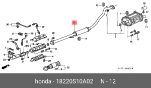 Средний глушитель выхлопных газов 18220-S10-A02 HONDA