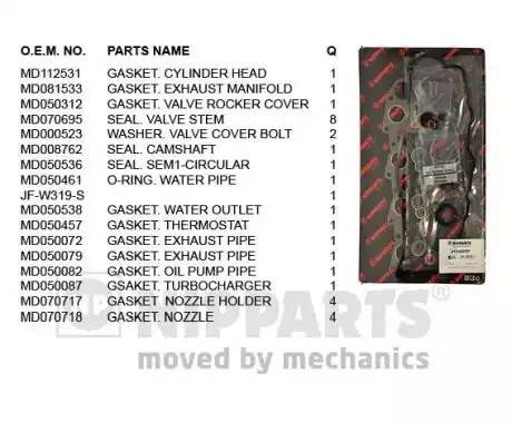 Комплект прокладок, головка цилиндра J1245037 H B JAKOPARTS NIPPARTS