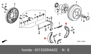 Комплект тормозных колодок 43153SR4A02 HONDA