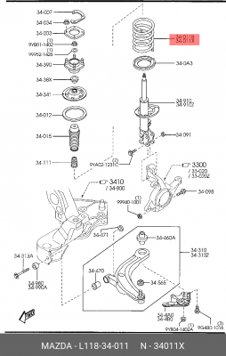 Пружина подвески L118-34-011 MAZDA