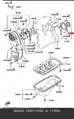 Уплотняющее кольцо, коленчатый вал FE5H-11-399A MAZDA
