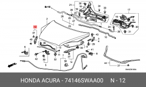 Уплотнитель капота 74146SWAA00 HONDA