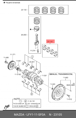 Вкладыши шатунные LFY1-11-SF0A MAZDA