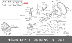 Кольца поршневые (комплект) 12033-53Y00 NISSAN