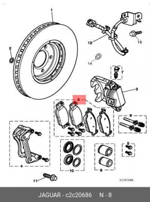 Комплект тормозных колодок, диско C2C20686 JAGUAR