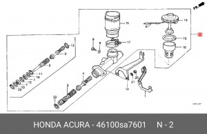 Главный тормозной цилиндр 46100SA7601 HONDA