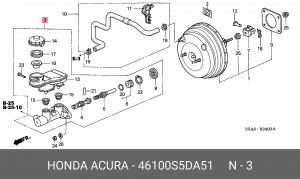 Главный тормозной цилиндр 46100S5DA51 HONDA