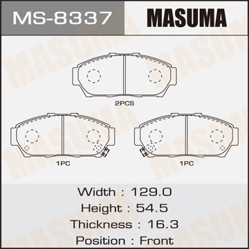 Колодки тормозные дисковые MS8337 MASUMA