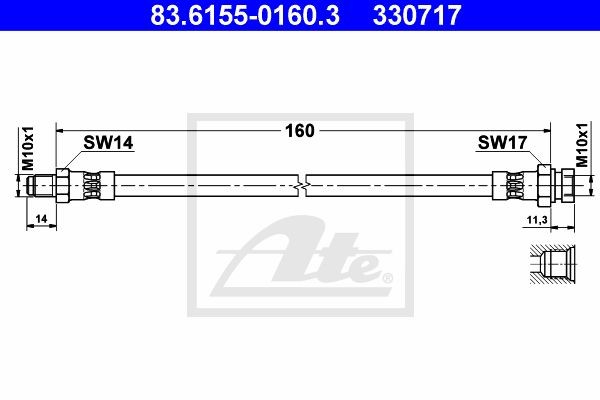 Тормозной шланг 83.6155-0160.3 ATE