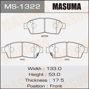 Колодки тормозные дисковые MS1322 MASUMA