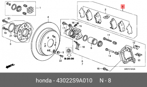 Комплект тормозных колодок, диско 43022-S9A-010 HONDA