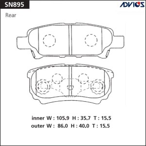 Колодки тормозные дисковые SN895 ADVICS