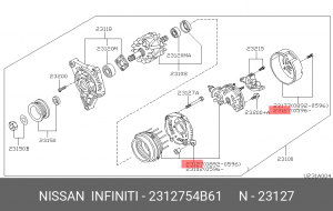 Ремкомплект, генератор 23127-54B61 NISSAN