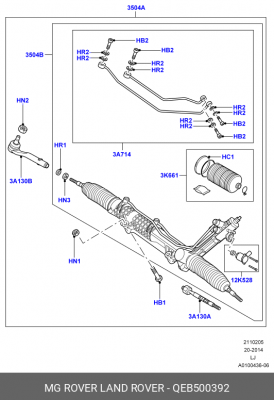 Рулевой механизм QEB500392 LAND ROVER
