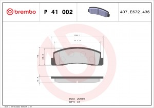 Комплект тормозных колодок, диско P41002 BREMBO