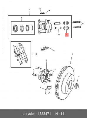Суппорт тормозной (ремкомплект) 438 3471 CHRYSLER